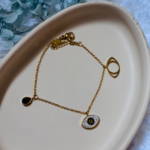 Anti Tarnish Evil Eye & Circle Charm Bracelet - Image 2