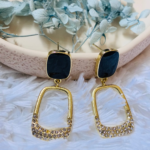 Anti Tarnish Black Stone Drop Earrings