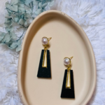 Anti Tarnish Geometric Pearl Drop Earring