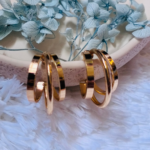 Anti Tarnish Flat Gold Hoop Earrings