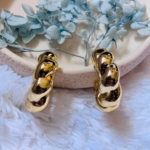 Anti Tarnish Chunky Gold Twisted Hoop Earrings