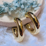 Anti-Tarnish Chunky Gold C Statement Hoops