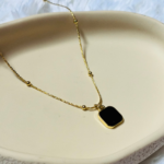 Anti-Tarnish Necklace with black pendant