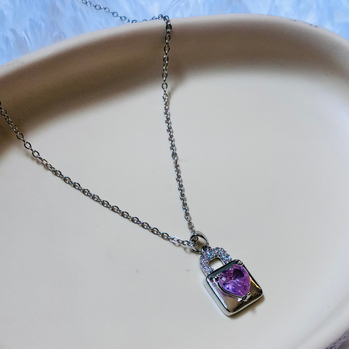 RSN11 Anti-Tarnish pink crystal Necklace - Image 1