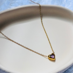 Anti Tarnish Pink Heart Stone Pendant Necklace